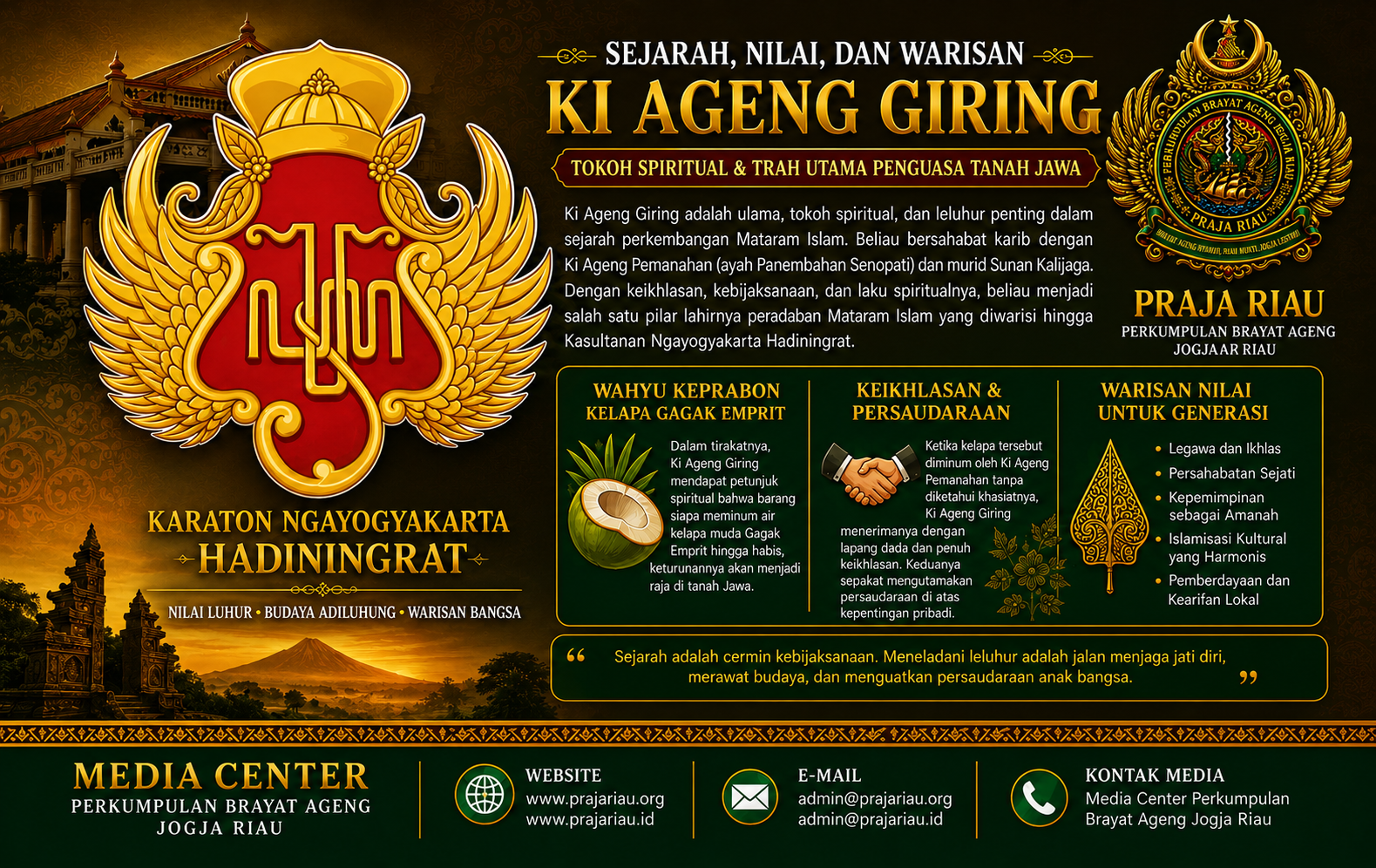 SEJARAH, NILAI DAN WARISAN KI AGENG GIRING